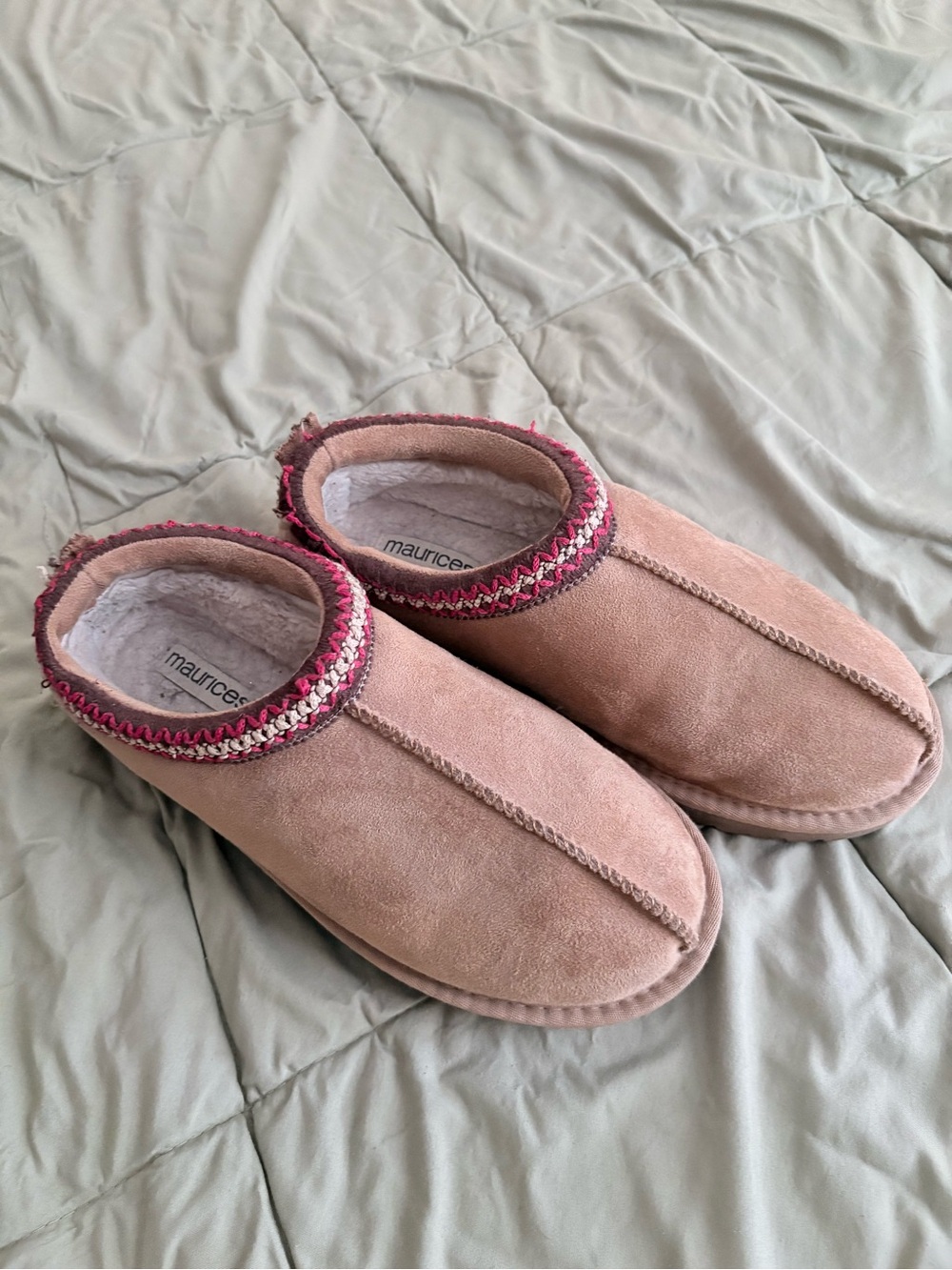 Maurices Blush Suede Slip-On Women's Slippers with Braided Trim
